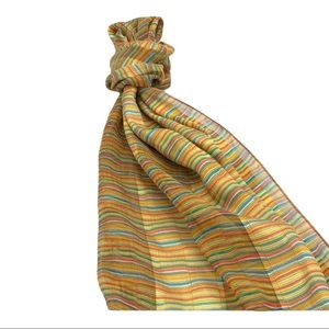 Space Age funky multi colored stripe long silky vintage scarf #G8